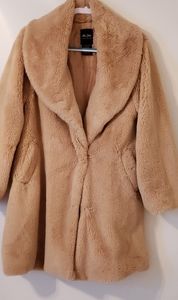 Faux fur medium length coat